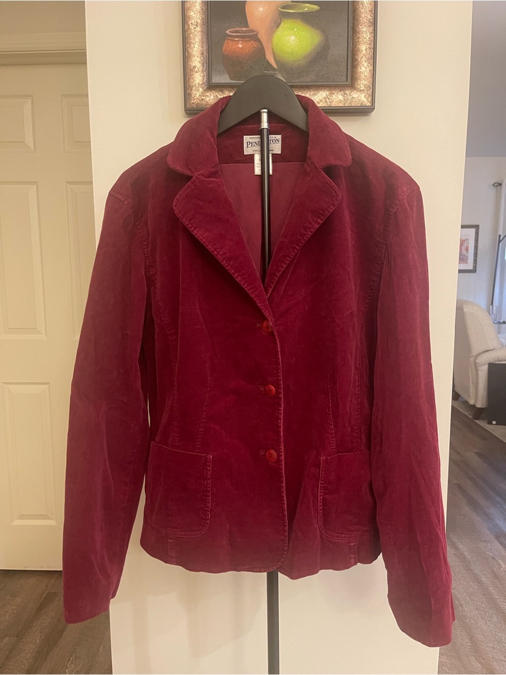 Vintage Y2K Women’s Burgundy Corduroy Pendelton Blazer Jacket Size L